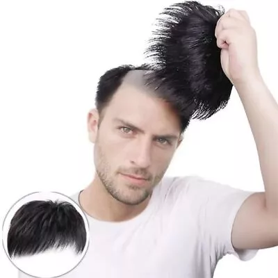 Breathable Thick Human Hair Toupee Natural Men Wig Piecees Men's Wig Patch • $10.63