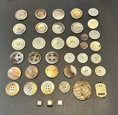 Vintage / Antique Large Buttons Iridescent Shell Mother Pearl Lot 35+ PCs Lot B • $16.49