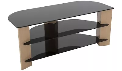 AVF Up To 55 Inch TV Stand - Black Glass And Oak Effect • £53.99