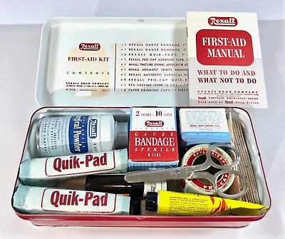 Vintage Rexall Drug Co. First-Aid Kit ~ 1950s W 504 With All Contents ~ EXC NICE • $29.95