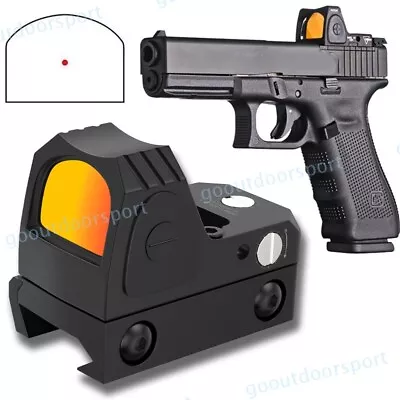 1MOA Red RMR Dot Tactical Reflex Sight Scope For Pistol Glock 17 19 W/20mm Mount • $26.99