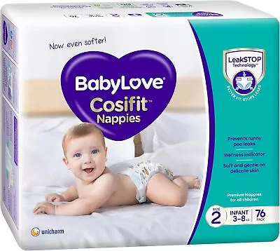 BabyLove Cosifit Infant Nappies Size 2 (3-8kg) 228 Pieces • $99.95