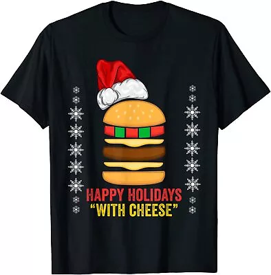 NEW LIMITED Happy Holidays With Cheese Christmas Cheeseburger Gift T-Shirt • $21.61