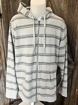 Merona Hoodie Mens Extra Large Gray Striped Full Zip Long Sleeve XL (#108ME) • $14.99