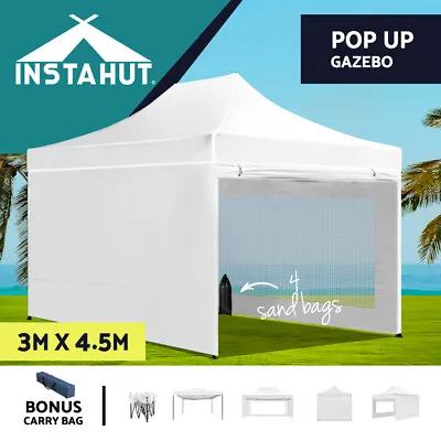 $214.95 • Buy Instahut Gazebo Pop Up Marquee 3x4.5 Outdoor Tent Folding Wedding Gazebos White