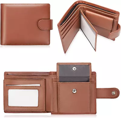 Genuine Leather Wallet For Men Large With Coin PocketRFID Bifold Wallets For 2 • $17.68