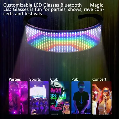 £27.98 • Buy Luminous Glasses LED Light Up Visor Eyeglasses APP Control For Costume Neon DJ