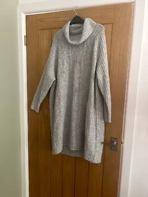 TU Grey Cable Knit Design Jumper Dress Size 20 • £12