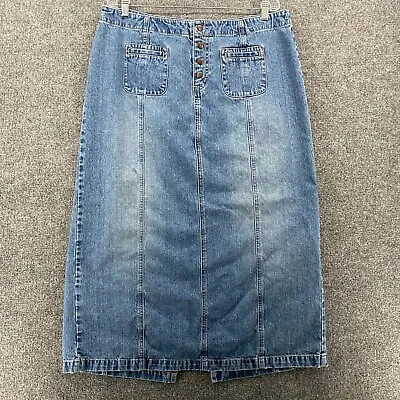 Venezia Long Denim Skirt Women Size 18 Blue Straight Back Slit Modest Casual • $24.99