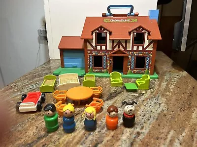 Vintage Fisher Price Play Family Tudor House With Brown Roof #952 COMPLETE • $25