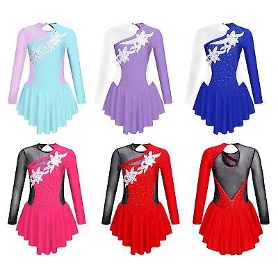 UK Girls Figure Ice Skating Dress Gymnastics Leotard Ballet Dancewear Costume • £5.16