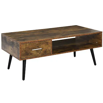 Wooden Coffee Table Side Desk With 1 Drawer Open Storage Shelf For Living Room • $123.49