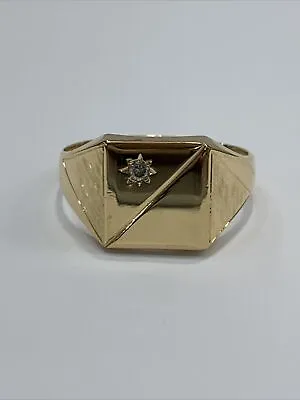 18ct 18K Yellow Gold Diamond Square Men’s Signet Ring. Size Y1/2. Brand New • $2100