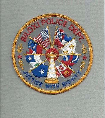 {vintage--obsolete} Biloxi Mississippi Police Dept. Patch {lighthouse--flags] • $4.99