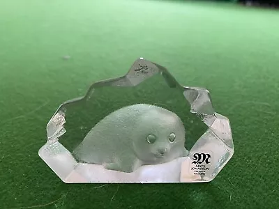 Miniature Mats Jonasson Sweden Signed Crystal Seal Paperweight • £4.99