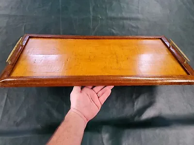 Vintage Wooden Serving Tray Coffee - Charcuterie Kitchen Decor W/ Brass Handles • $85