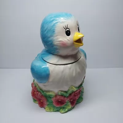 Bluebird Cookie Jar Baby Bird Bright Colorful Spring Kitchen Decor • $37.49