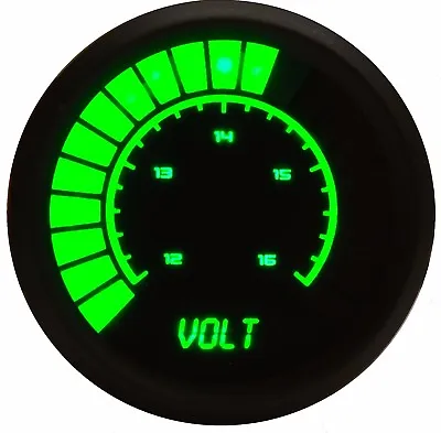 2 1/16  Universal Analog Volt Meter Gauge Green LEDs Black Bezel Made In The USA • $54.96