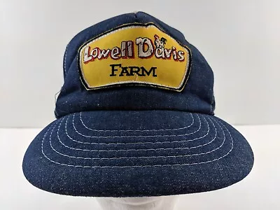 Vintage Lowell Davis Farm Hat Denim Blue Snapback Cap One Size Classic • $13.59