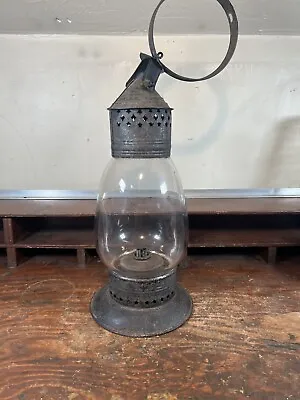 New England Glass Co Whale Oil Lantern Fixed Globe Wrist Loop Railroad Barn 13” • $325