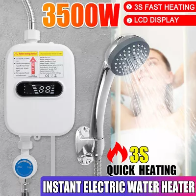 3500W Tankless Hot Water Heater Shower Electric Portable Instant Boiler Bath Set • $37.99
