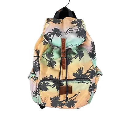 Victoria's Secret PINK Drawstring Backpack Palm Tropical Floral California • $19.95