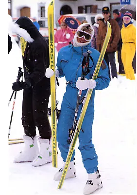 1997 Vintage Print Photo Princess Diana Ski Resort Skiing Skis Blue Snow Winter • $24.88