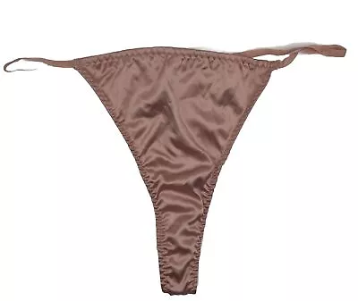 Auden Intimates Vintage High Cut Pink Satin String Bikini Thong Panty Size XL • $29.99