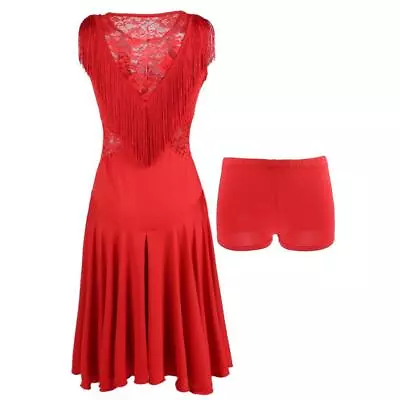 Latin Dance Dress Round Neck Lace Sleeveless Costume For Tango Cha • £22.18