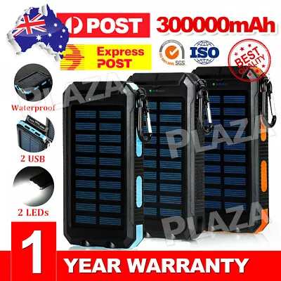 $21.35 • Buy 300000mAh Portable Solar Panel Dual USB External Battery Power Bank Pack Charger