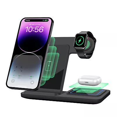 3in1 Wireless Charger Fast Charging Dock For Apple Watch Air Pods IPhone15 14 13 • £16.99