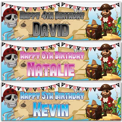 £3.99 • Buy 2 Personalised Birthday Banner Pirate Treasure Map Children Kids Party Poster