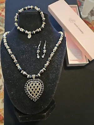 Stunning Rare Vintage Signed Sarah Coventry Black Rhinestone Heart Set NWB • $29.99