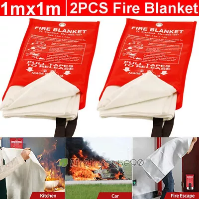 2Pcs FIRE BLANKET Fiberglass Emergency Car Home Office Retardant Prepared 47x47  • $24.49