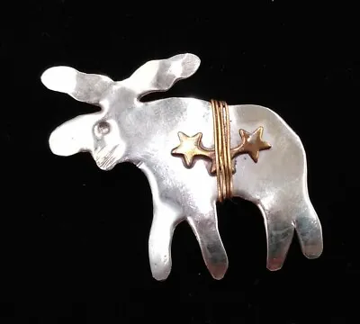 Artisan Made~~ Vintage~~Hand Made Primitive Copper Stars 1.5 Moose  Brooch Pin • $25.48