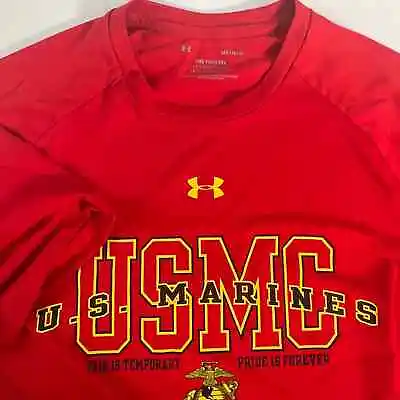 Under Armour USMC Marines Tech Tee Polyester Shirt Red M • $23