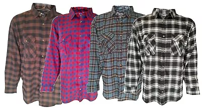 Mens Flannel Shirt Check Cotton Yarn Dyed Brushed Long Sleeve Sizes 3xl 4xl 5xl • £12.99