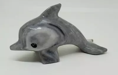 Small Marble Hand-Carved Grey Dolphin Figurine 3  X 1  X 2  • $5.49