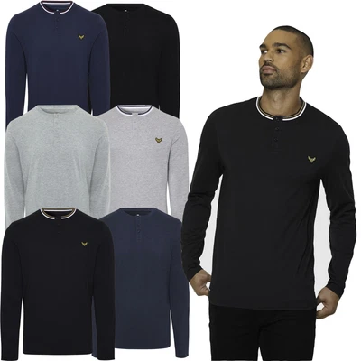 £11.99 • Buy Mens Threadbare Long Sleeve Grandad T-Shirts Tee Casual Henley Jersey Cotton Top