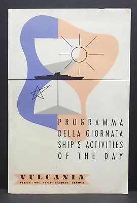 Vulcania Italian Cruise Ship Activities Of The Day Aug 1954 Vintage • $12.99