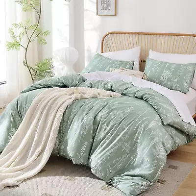 Queen Comforter Set Sage Green Comforter3 PCS Bedding Sets Floral Comforter Set • $42.99