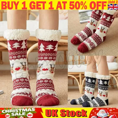 £7.48 • Buy Women/Men Slipper Winter Socks Fluffy Non Slip Warm Fleece Lined Cosy Bed Floor'