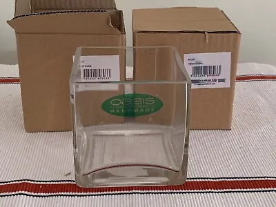 £7.50 • Buy 2 X OASIS 10cm CUBE GLASS VASE BY OASIS HANDMADE FLORAL PRODUCTS - NEW OLD STOCK