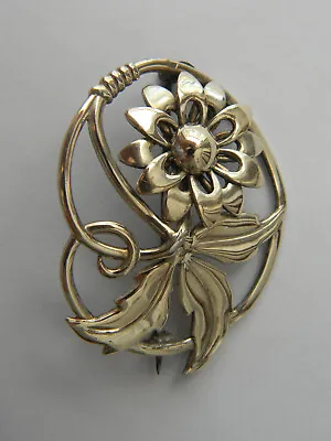 Symmetalic Vintage 925 Sterling Silver & 14K Gold Floral Brooch Pin From 1950's • $64.99