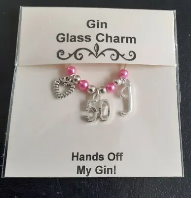 50th Birthday Gift / Present  Hands Off My Gin!  Personalised Gin Glass Charm • £2.45