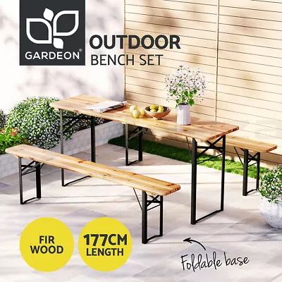 Gardeon 3 PCS Outdoor Furniture Dining Set Lounge Setting Wooden Camp Bench • $169.95