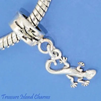 Gecko Lizard Reptile 925 Sterling Silver European Dangle Bead Charm Euro • £18.26