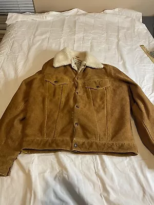 Vintage Chess King Sherpa Lined Leather Suede Jacket Size 44 100% Leather • $90