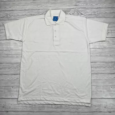 Uneek Mens Polo Shirt Medium White Cotton Plain Basic Cotton Heavyweight Casual • $9.88