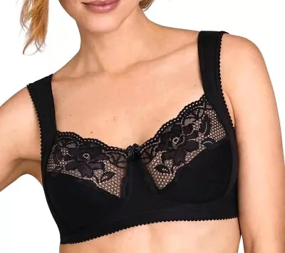 Miss Mary Of Sweden Lovely Lace Soft Cup Bra - Black - Style 2105 - 44B - BNWT • £13.75